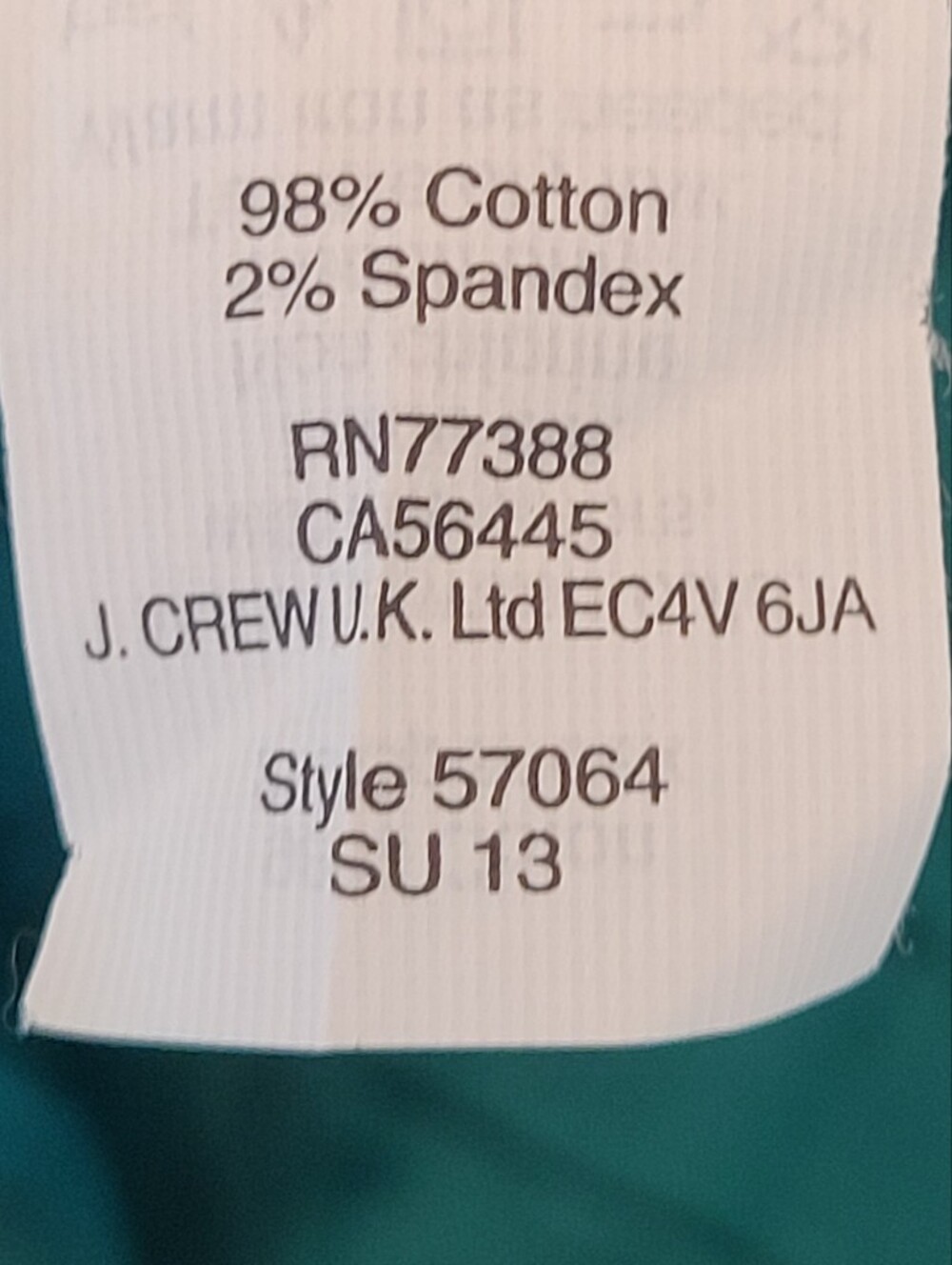 J. Crew Teal Cotton Blend Pants Green Women Size 0. - Picture 7 of 8